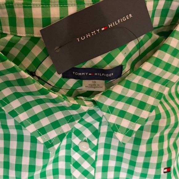 NWT Green Plaid Tommy Hilfiger Button Up Dress | Size 10 - Picture 4 of 5